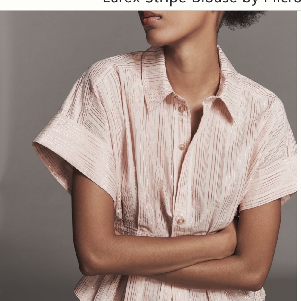 Pilcro Pink Lurex Stripe Blouse